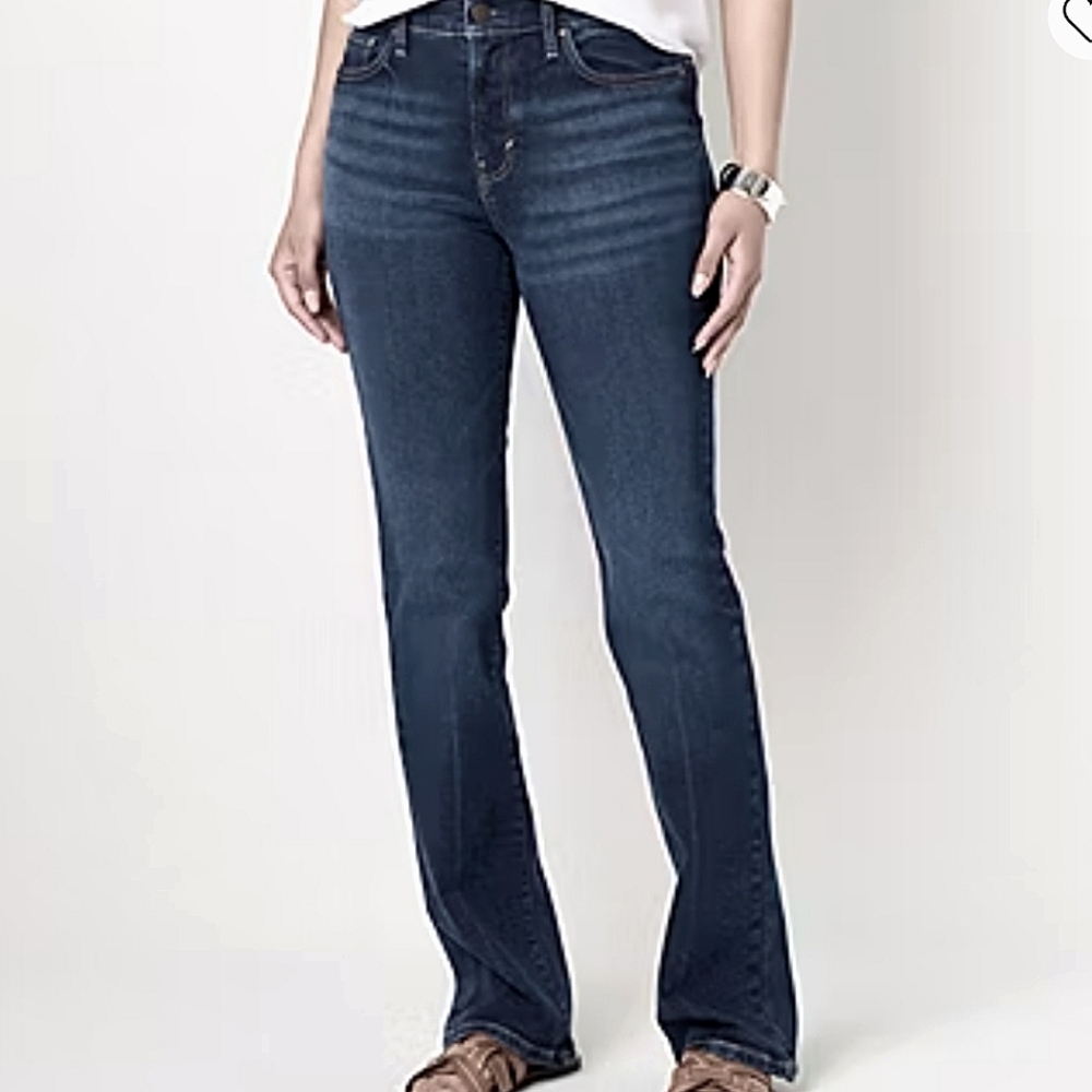 JCP Medium Blue Denim Women's High Stretch Slim Strait Jeans - Size 29